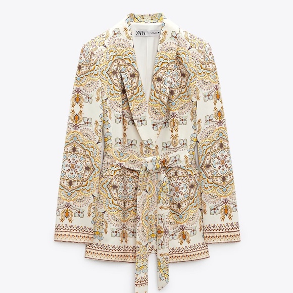 Zara limited edition linen printed blazer - Picture 5 of 8
